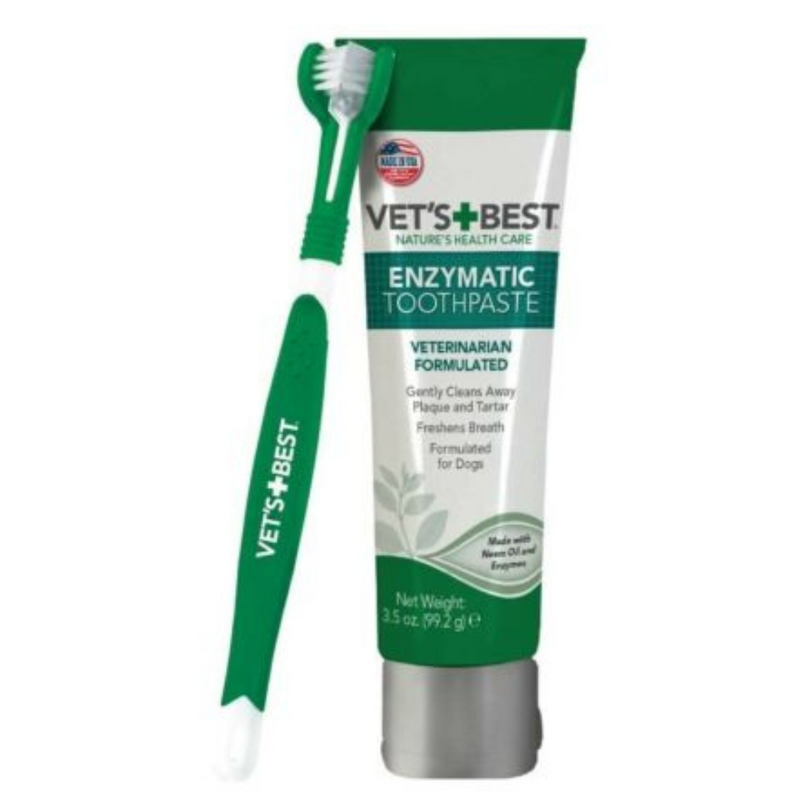 Vet's Best Dental Care Kit - Toothbrush + Toothpaste