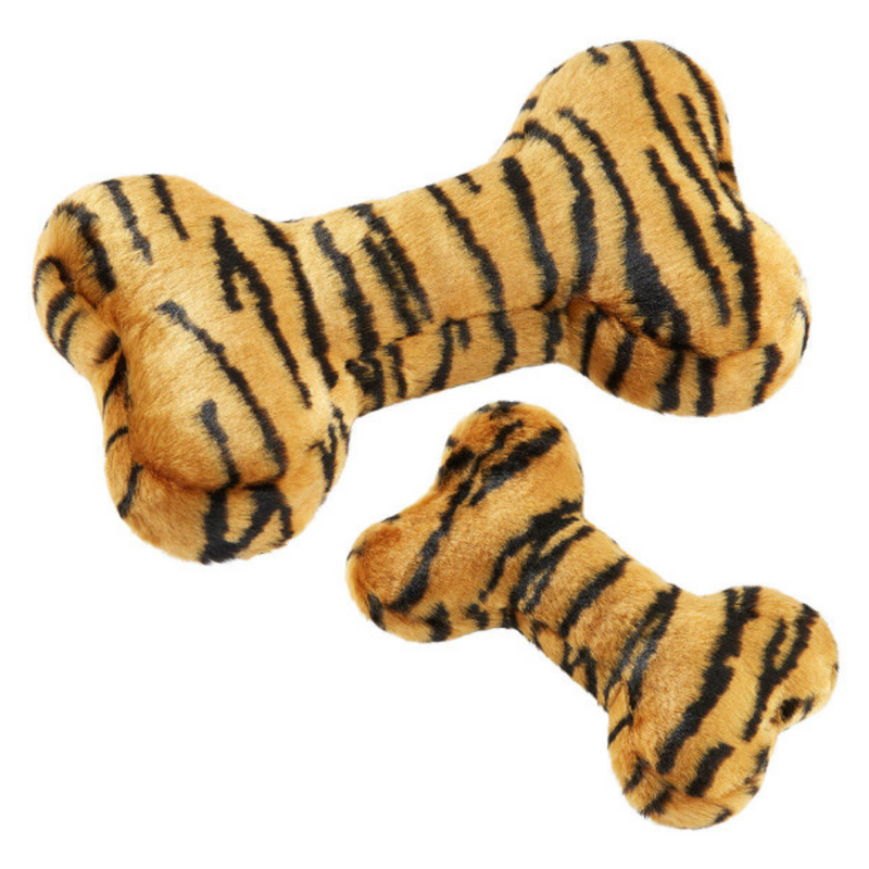 Fluff & Tuff Tiger Bone Plush Dog Toys