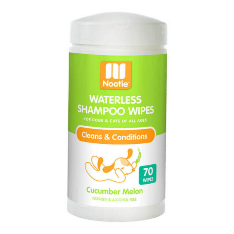 Nootie Cucumber Melon Dog & Cat Waterless Shampoo Wipes, 70 count