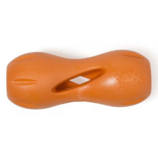 West Paw Synthetic Rubber Orange Qwizl Dog Treat Toy/Dispenser Large