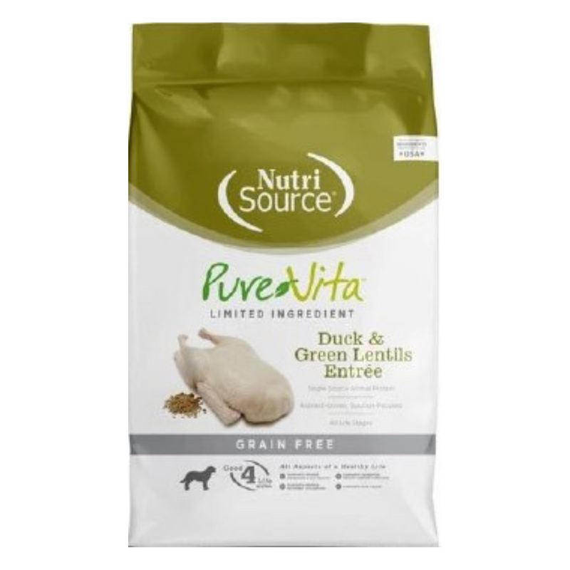 NutriSource Pure Vita Grain-Free Duck & Green Lentils Entree Dry Dog Food 5 lb