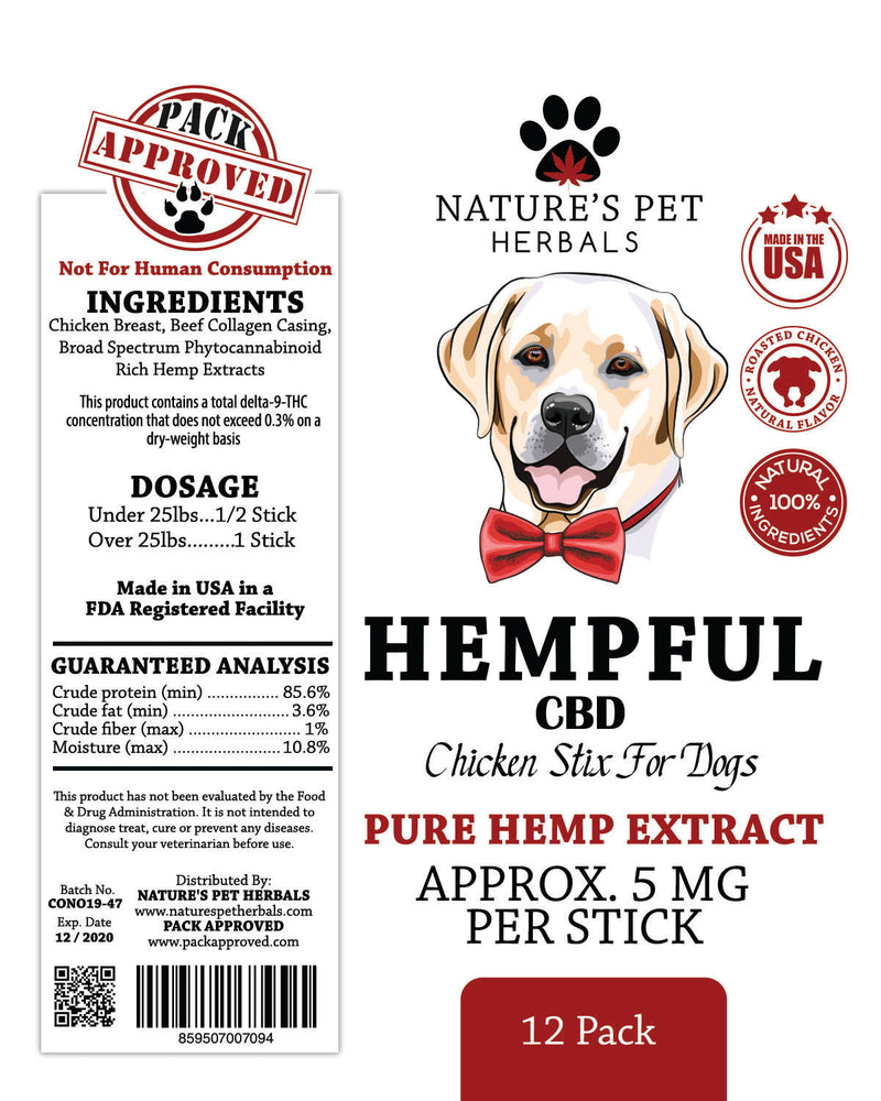 Hempful Chicken Stix CBD Treats ( 5mg, 12 pack )